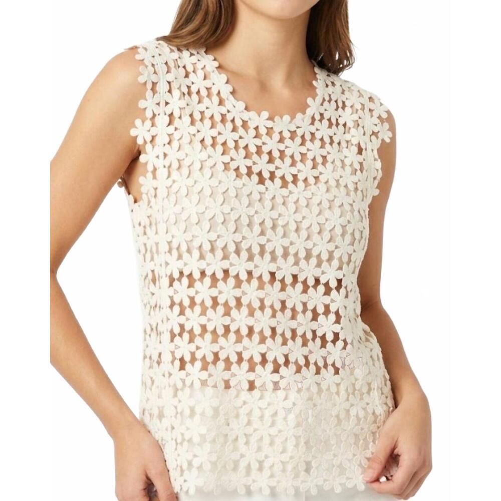 NEW POL daisy crochet top in white